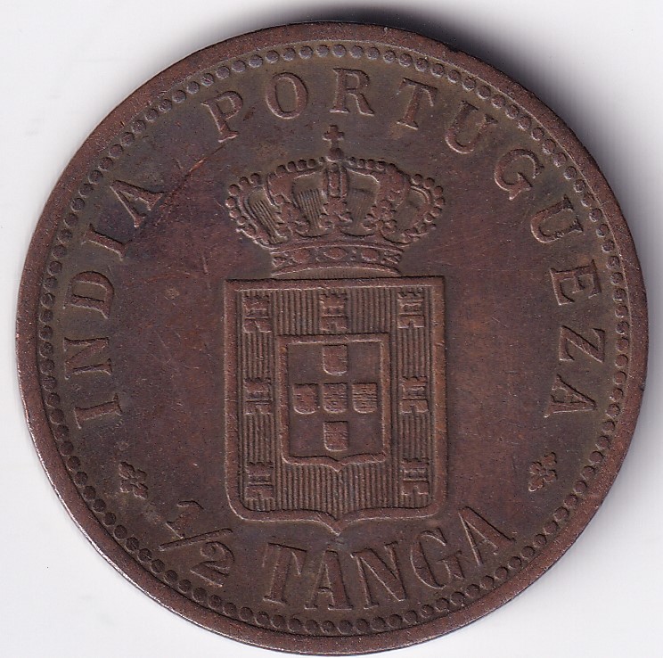 Quarto de Tanga Luiz I 1881-1888 CE Copper coin, Portuguese India